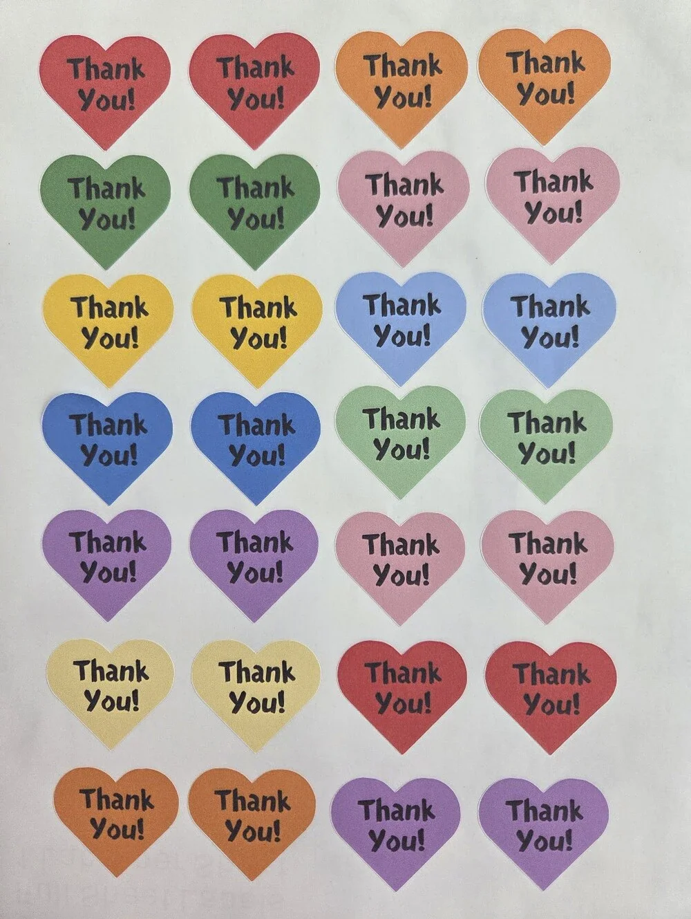 Cards, Envelopes with Matching Thank You Heart Stickers | 68 pc